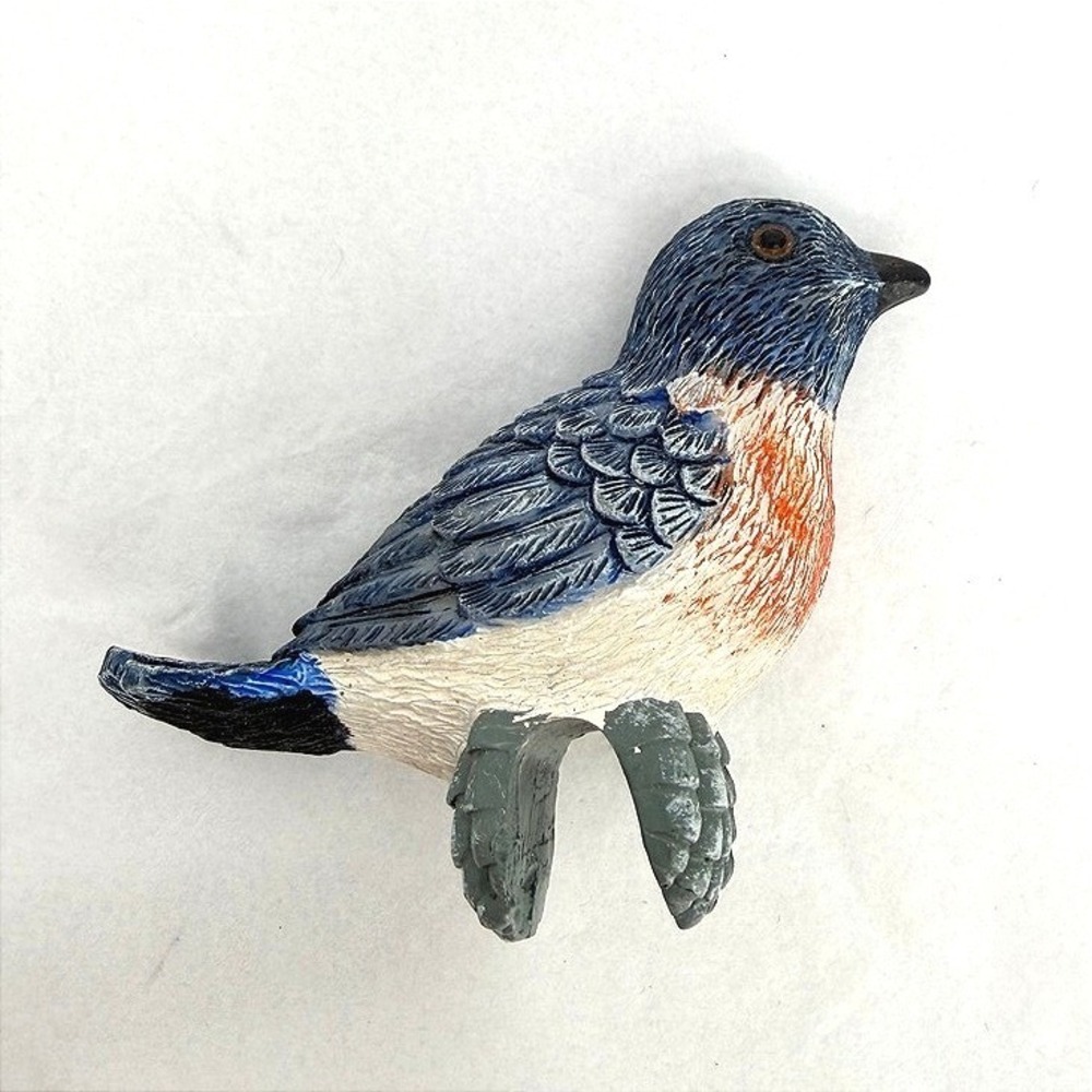 Bluebird Bird Pot Plantar Hugger Pot Pal Blue Orange Resin Garden Decor Small